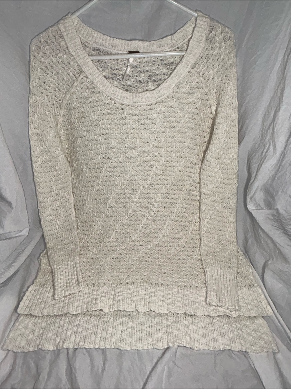 Free People Open Knit Layered Hem Sweater - Cream